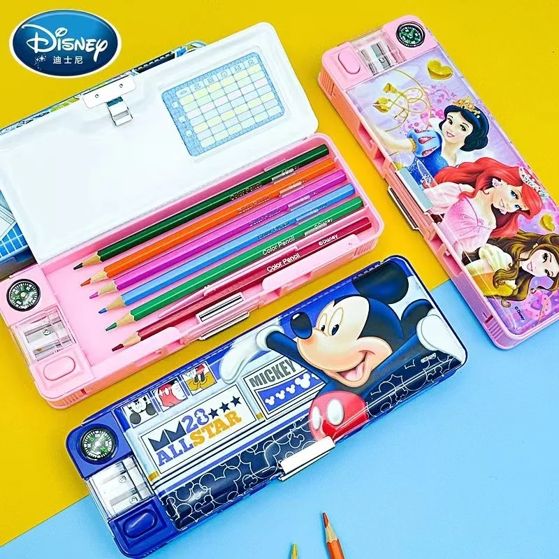 

Disney double-opening stationery box cute princess double-layer multi-function with pencil sharpener stationery box cartoon gift