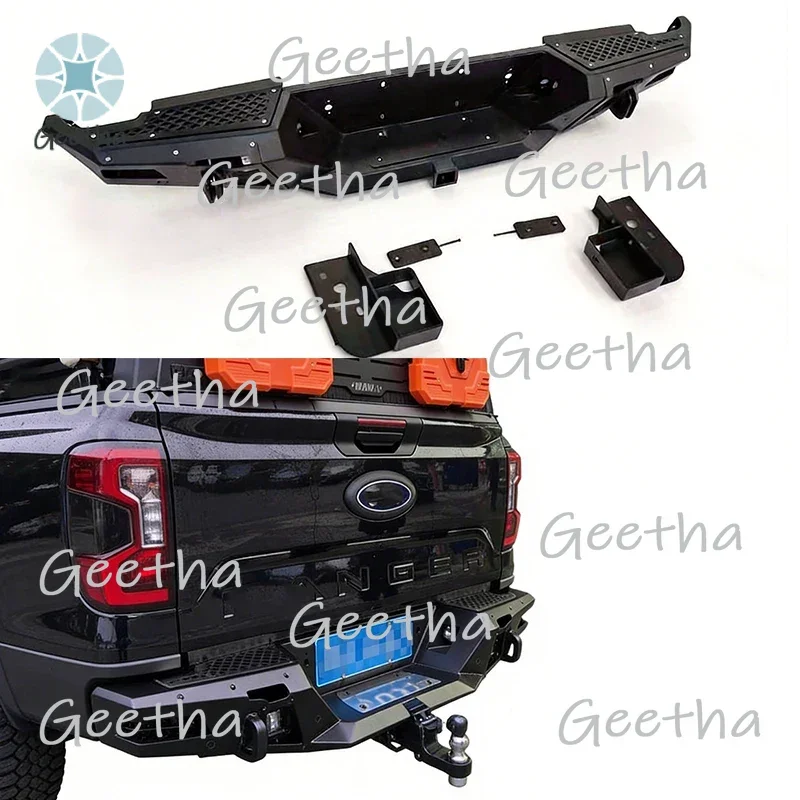 FORCar Rear Bumper For FORD Ranger 2012-2021 With Led Lights Shackle Auto Body System For Ranger Steel Bumper