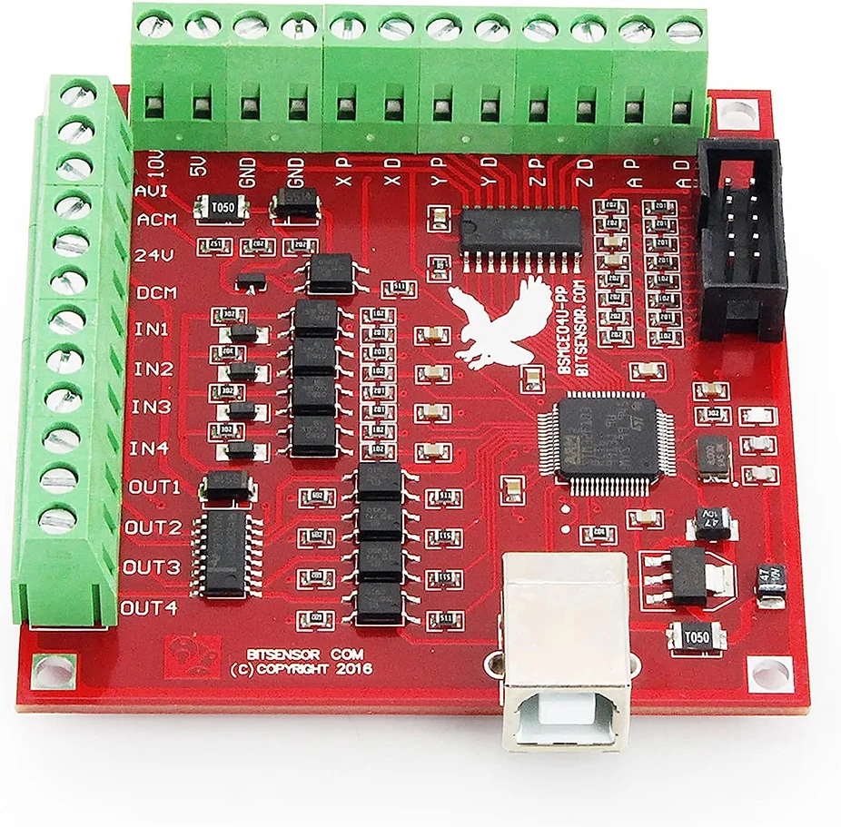 Breakout board CNC USB MACH3 4AXIS Controller Card Support Stepper and Servo Motor 100Khz With USB Cable software on the CD
