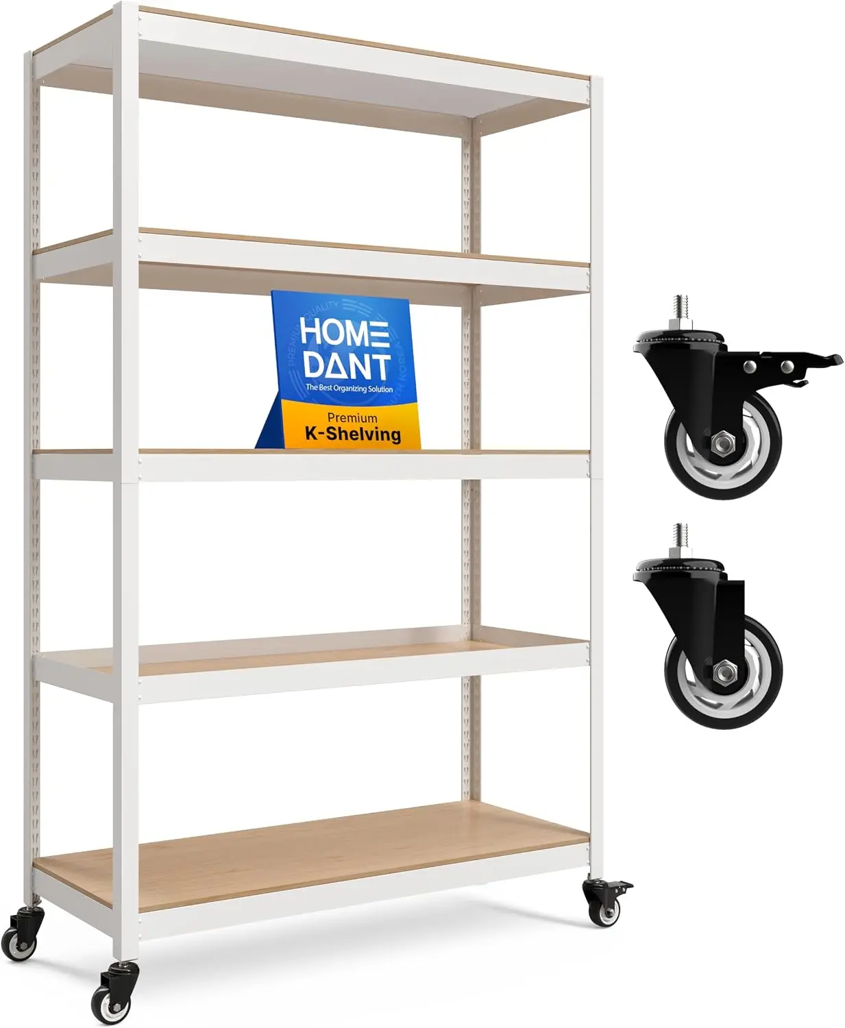 Metal Rolling Cart 5 Tier Shelf Rack Adjustable Storage Shelving Unit Casters Wheels For Kitchen Garage
