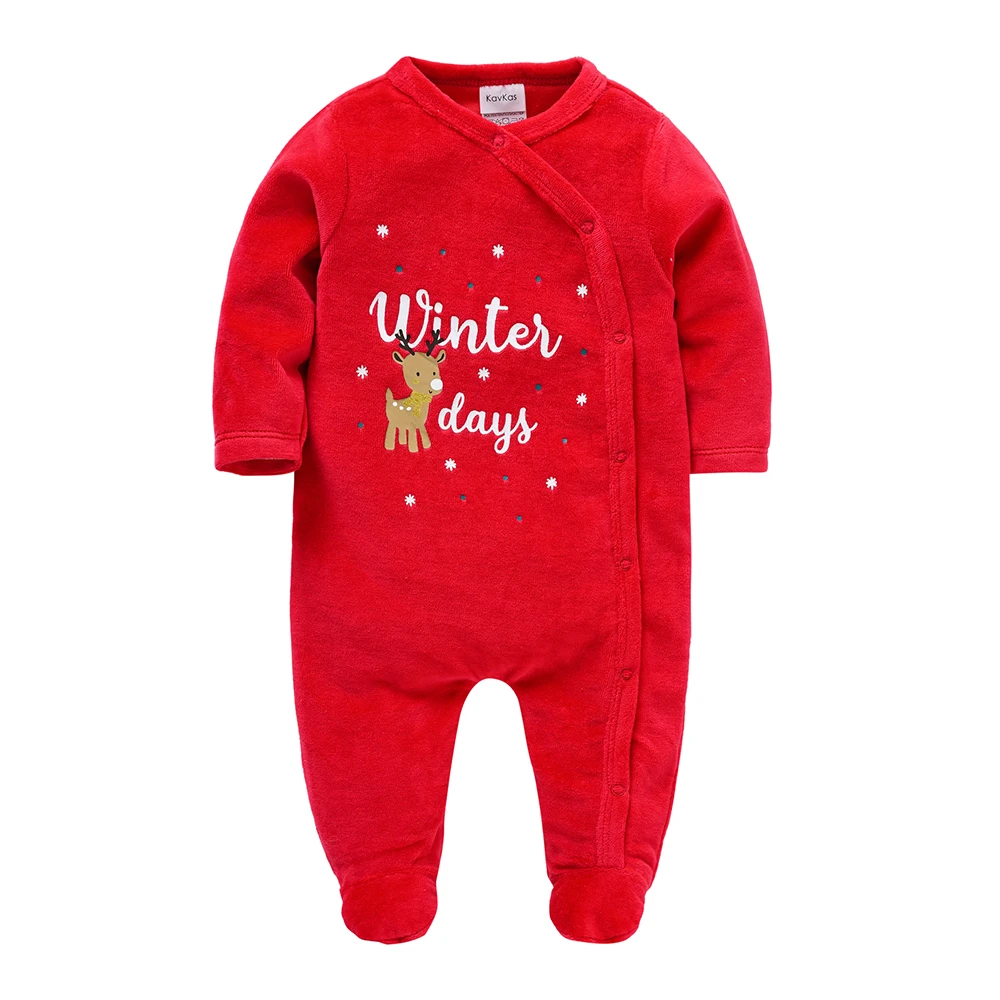 

Kavkas Christmas New Winter Baby Clothes Velour Fabirc Warm Red Deer Rompers Girls Jumpsuit Boys Xmas Overall Costume For 0~12M