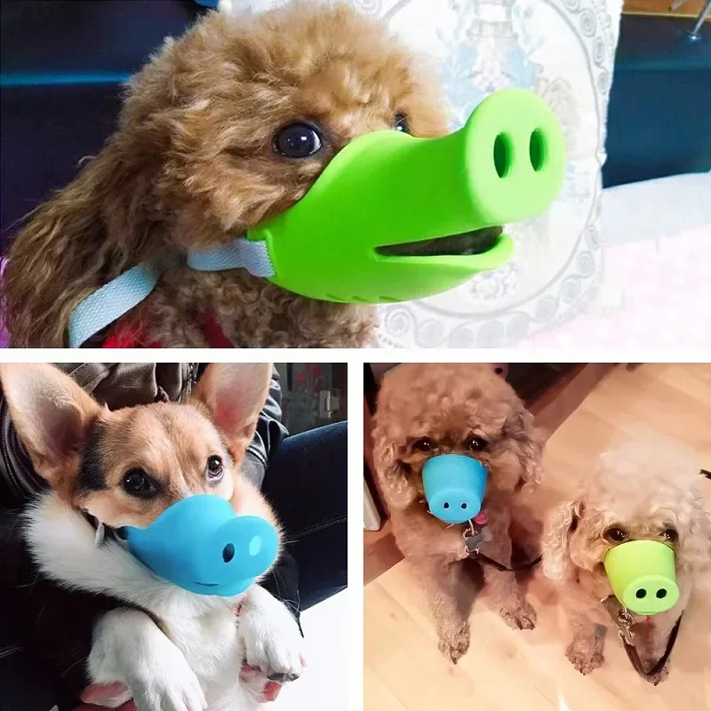 Pet Dog Personalized Breathable Muzzle Silicone Pig Nose Muzzle Mask Stop Barking Biting and Chewing for Small Large Dog Muzzles