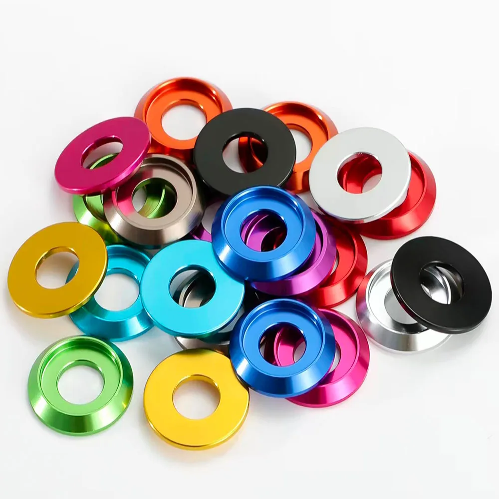 1/5/10Pcs M2‑M8 Multi‑Color Aluminum Alloy Thin Half Round Metal Decorative Gasket Washers