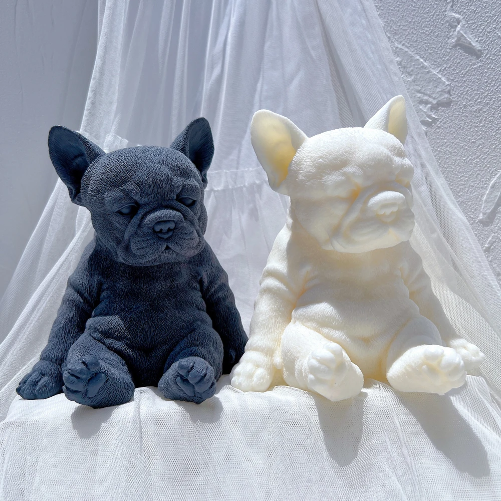 Sitting Sleeping French Bulldog Puppy Candle Mold Animal Puppies Soy Wax Silicone Mould Dog Lover Home Decor