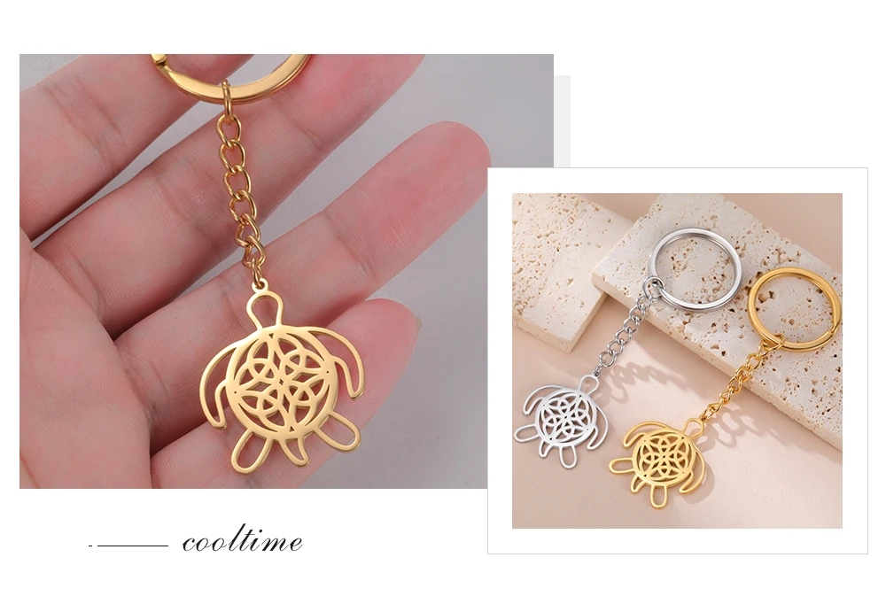COOLTIME Hohlschildkröte Schlüsselanhänger Edelstahl Celtics Tier Schildkröte Anhänger Schlüsselanhänger Schmuck Geschenk Neu – Detail 13