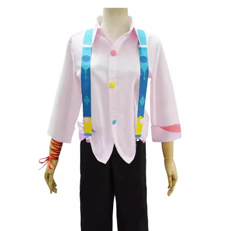 Juzo Suzuya Rei Cosplay Costume Full Set White / Pink Shirt Pants Straps Kneecap Anime Comic Suit Outfit Custom Made