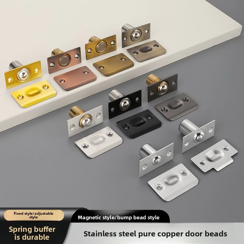 Solid Copper Adjustable Spring Door Catch Ball, Clip Door Stopper Hotel KTV Booth & Indoor Wooden