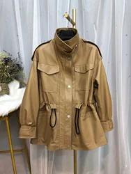 2023 New Fashion High Quality Genuine Sheepskin Leather Jackets Women Spring Autumn Real Leather Coat Female Cuero Gen