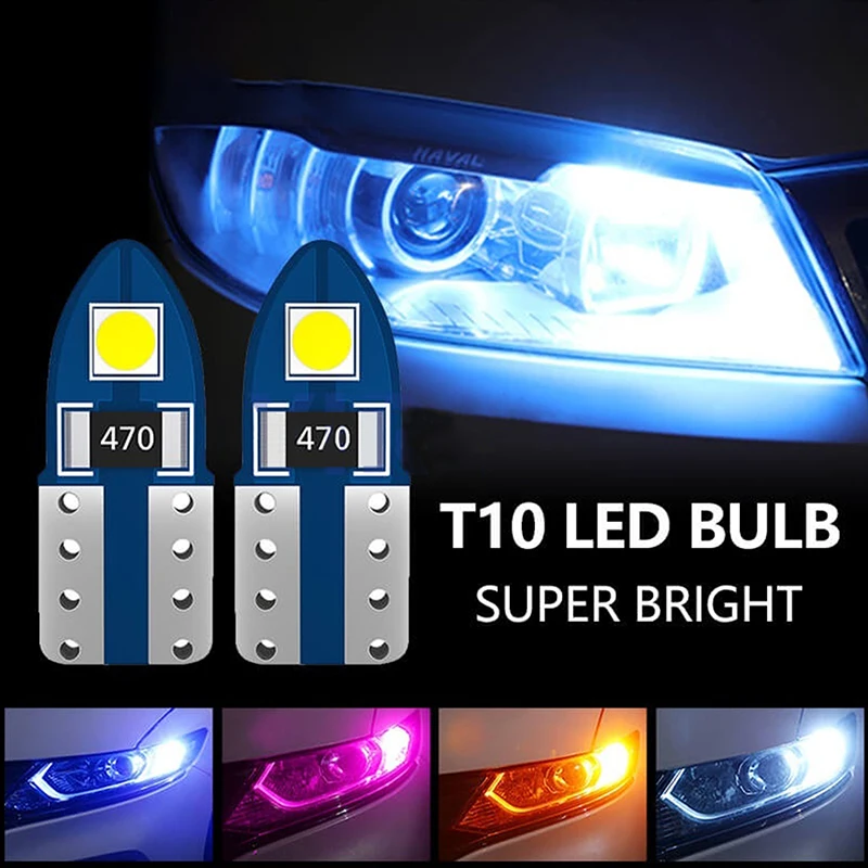 2Pcs T10 LED Bulb High Brightness Wide Lights Car Auto Sidemarker Parking Width Interior Dome Lights 3030-2SMD Reading Lamps