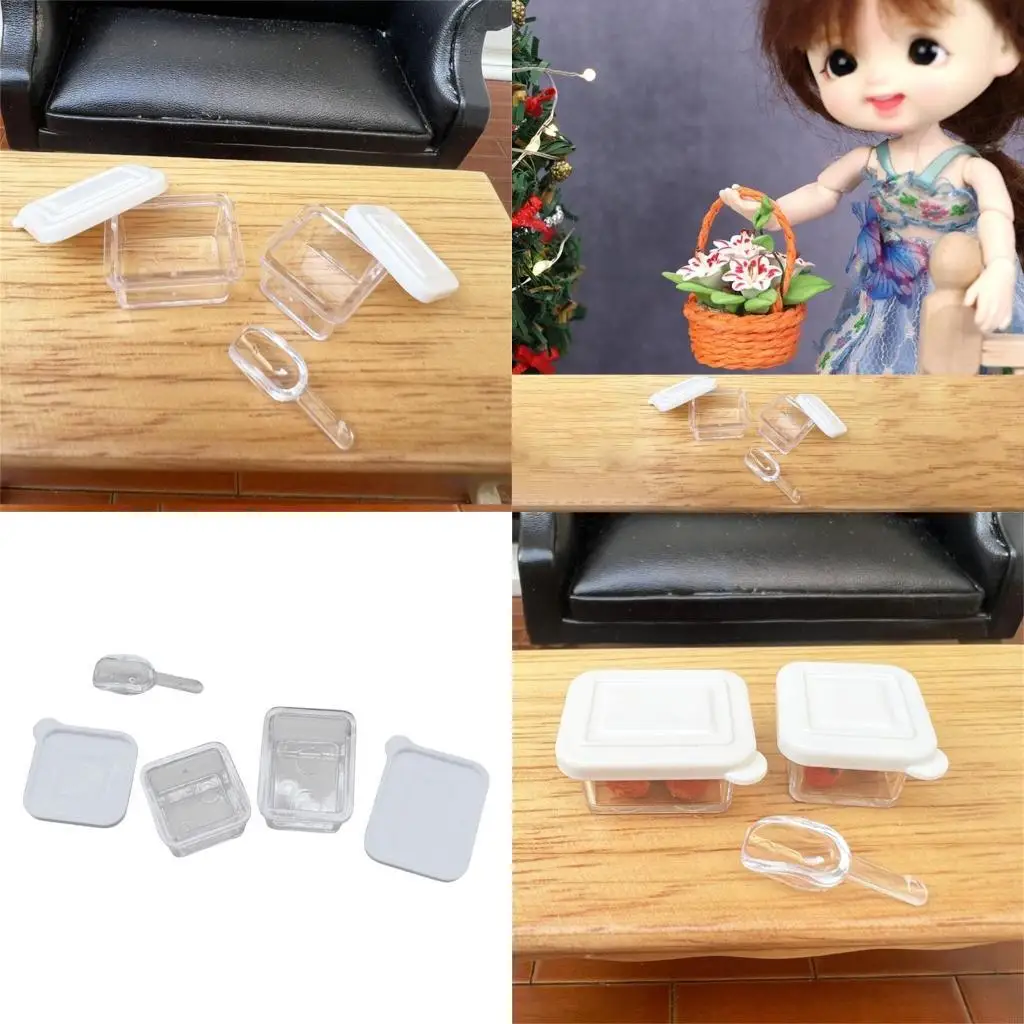 

76HF Small Dollhouses Storage Containers Set Sturdy Plastic Boxes Accessory