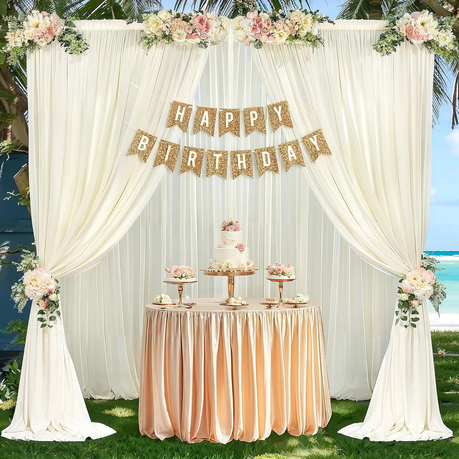 

Chiffon Curtain,Wrinkle-Free Fabric Wedding Photo Background Drapes For Party Ceremony Arch Stage Photography Backdrop Decor