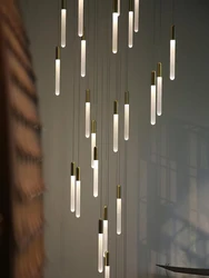 Minimalist Long Chandelier Nordic Hanging Lamps Modern Living Room Pendant Wire Kitchen Table Lamp Designer Staircase Chandelier