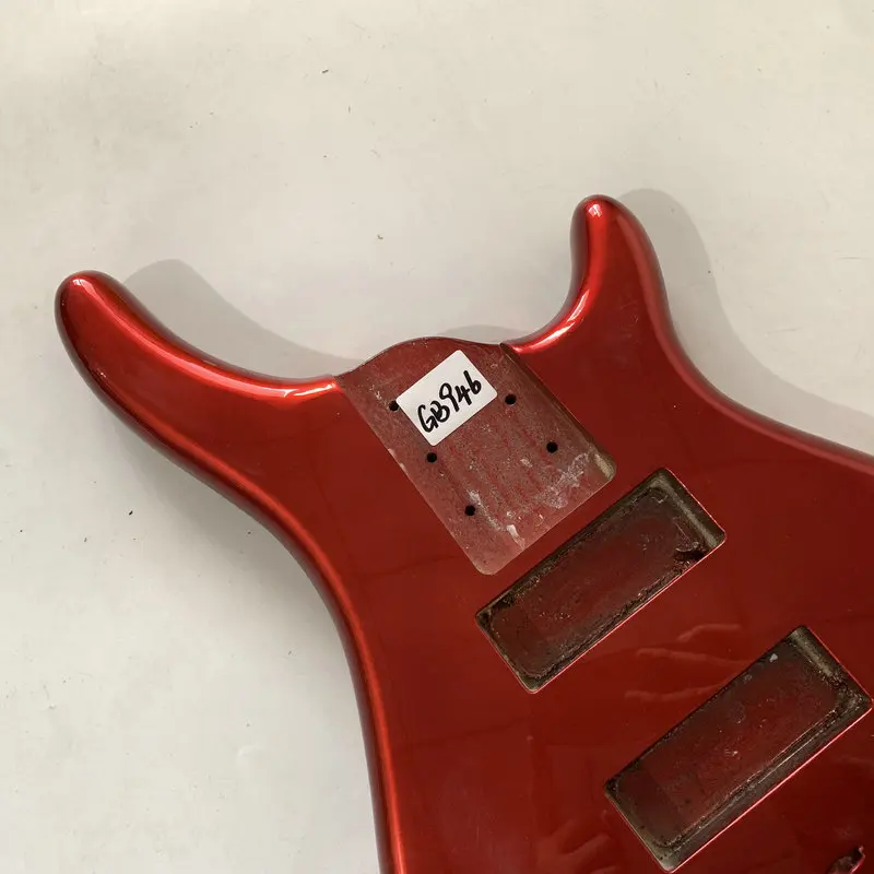 GB946 Metallic Red Color Active Electric Bass Unfinished Jazz Bass Body in Solid Basswood with Damages Dirty Cracks Special Sale