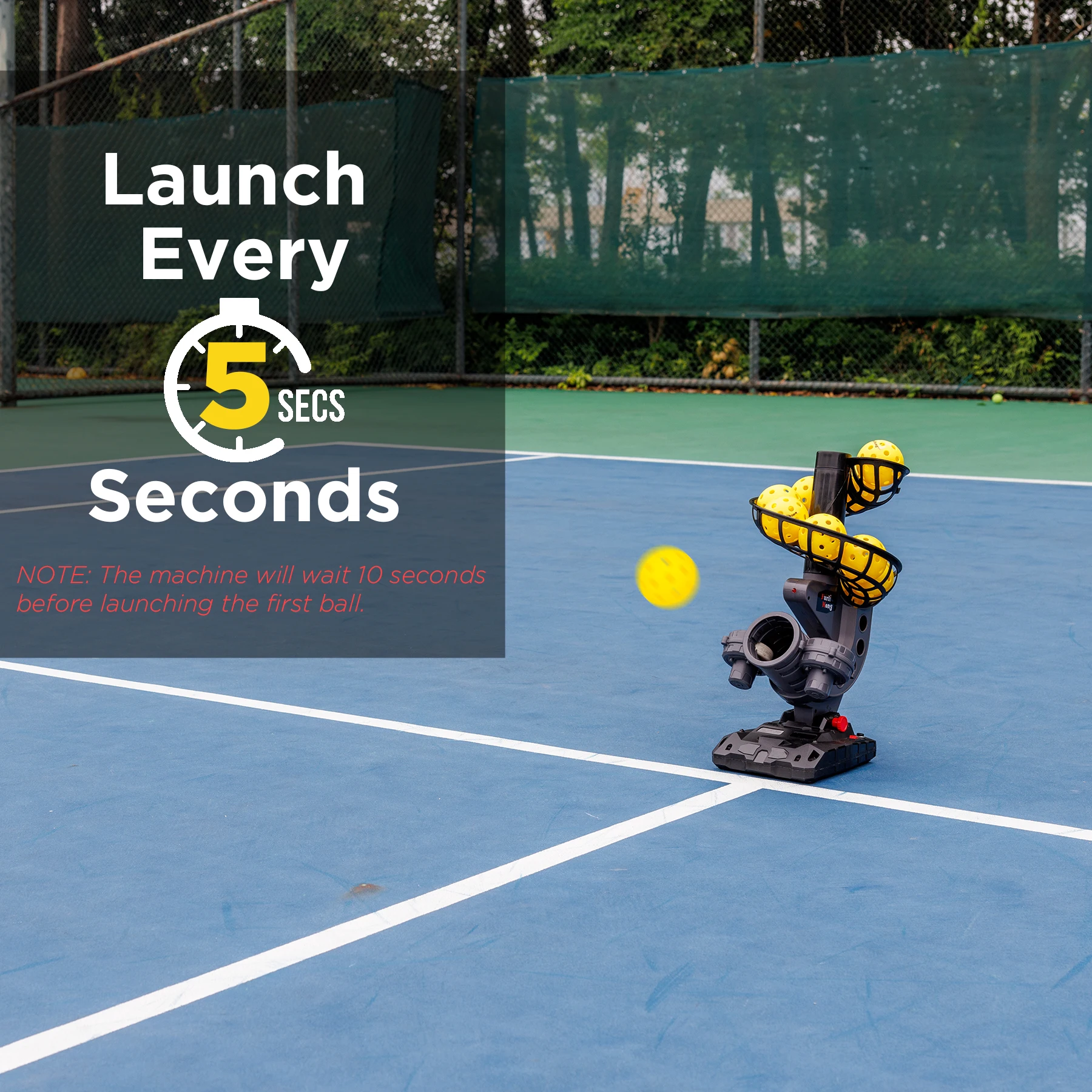 Portable Rechargeable Pickleball Ball Machine Adjustable Trajectory Tennis Training Equipment with On-Court Drills