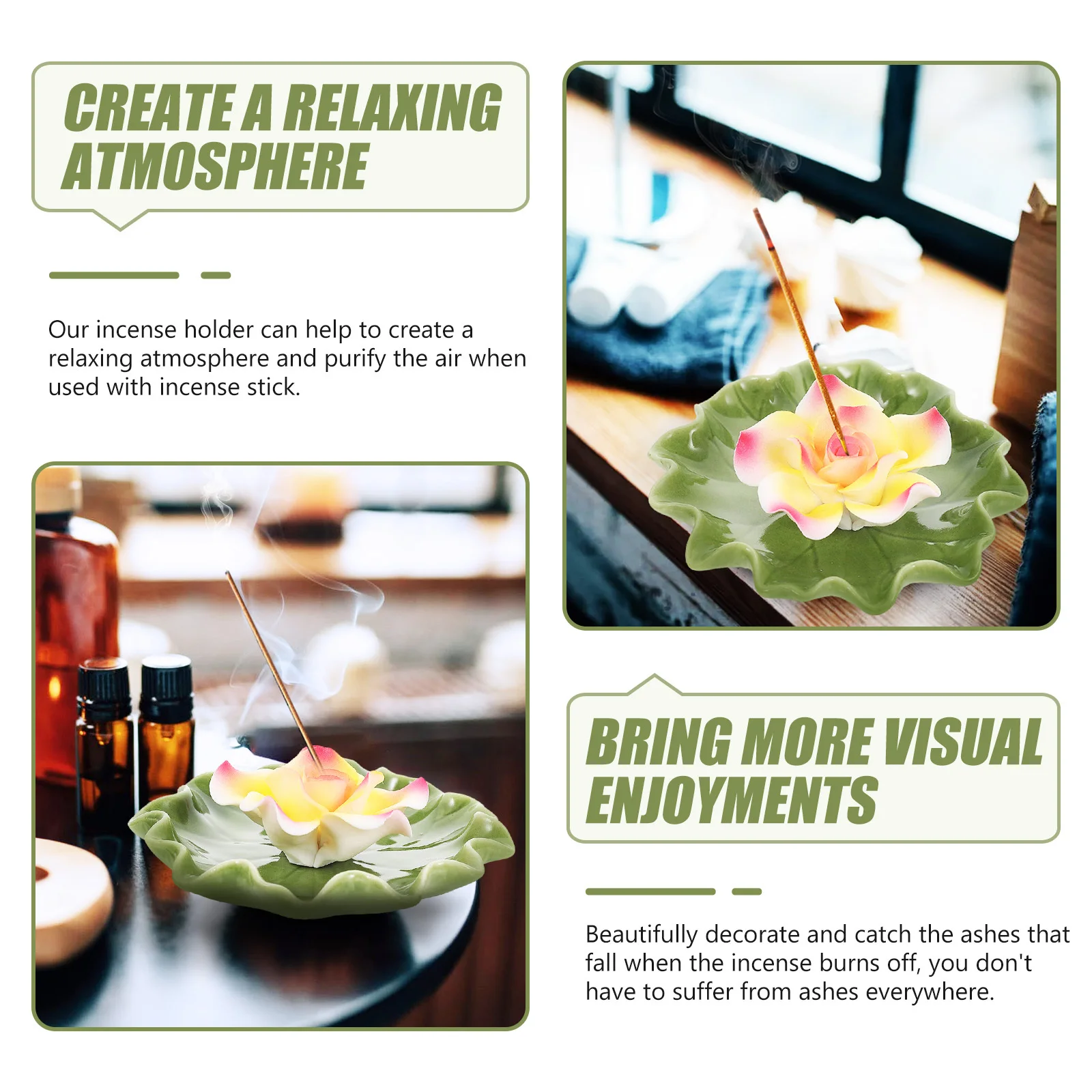 

Ceramic Flower Incense Stick Holder Charming Ash Catcher Home Decor Perfect Gift for Birthday Christmas Valentines Day