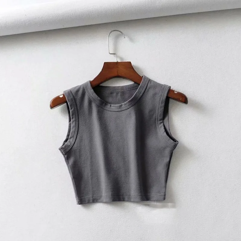 2023 Summer Vintage White Crop Tops Women Biker Black Punk Sexy Tank Top Korean Streetwear Cropped Sleeveless Top Feminino