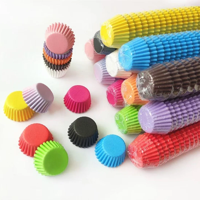 500 pces/1000 pces copos de papel do bolo da cor sólida, copos de cozimento à prova de graxa de 0.98 polegadas, tamanho estendido de 2.36 polegadas, perfeito para bolos de creme, cupcakes e pastelaria, ferramentas de cozinha essenciais para festas e uso diário