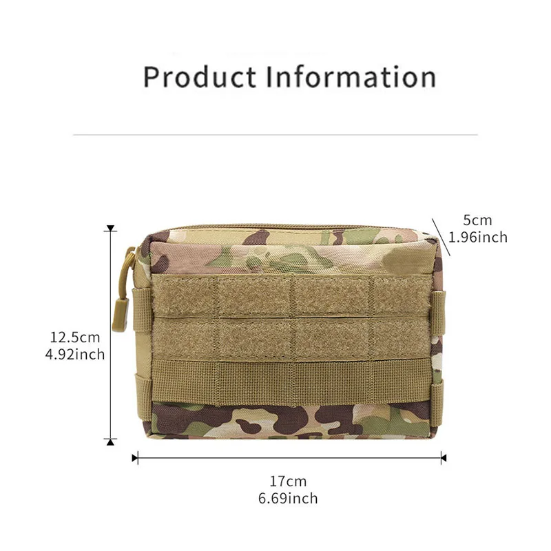 Tactical Molle Waist Pack 600D Waterproof Camo EDC Tool Bag Multifunctional Phone Card Holder Outdoor Camping Commuting Utility view 4
