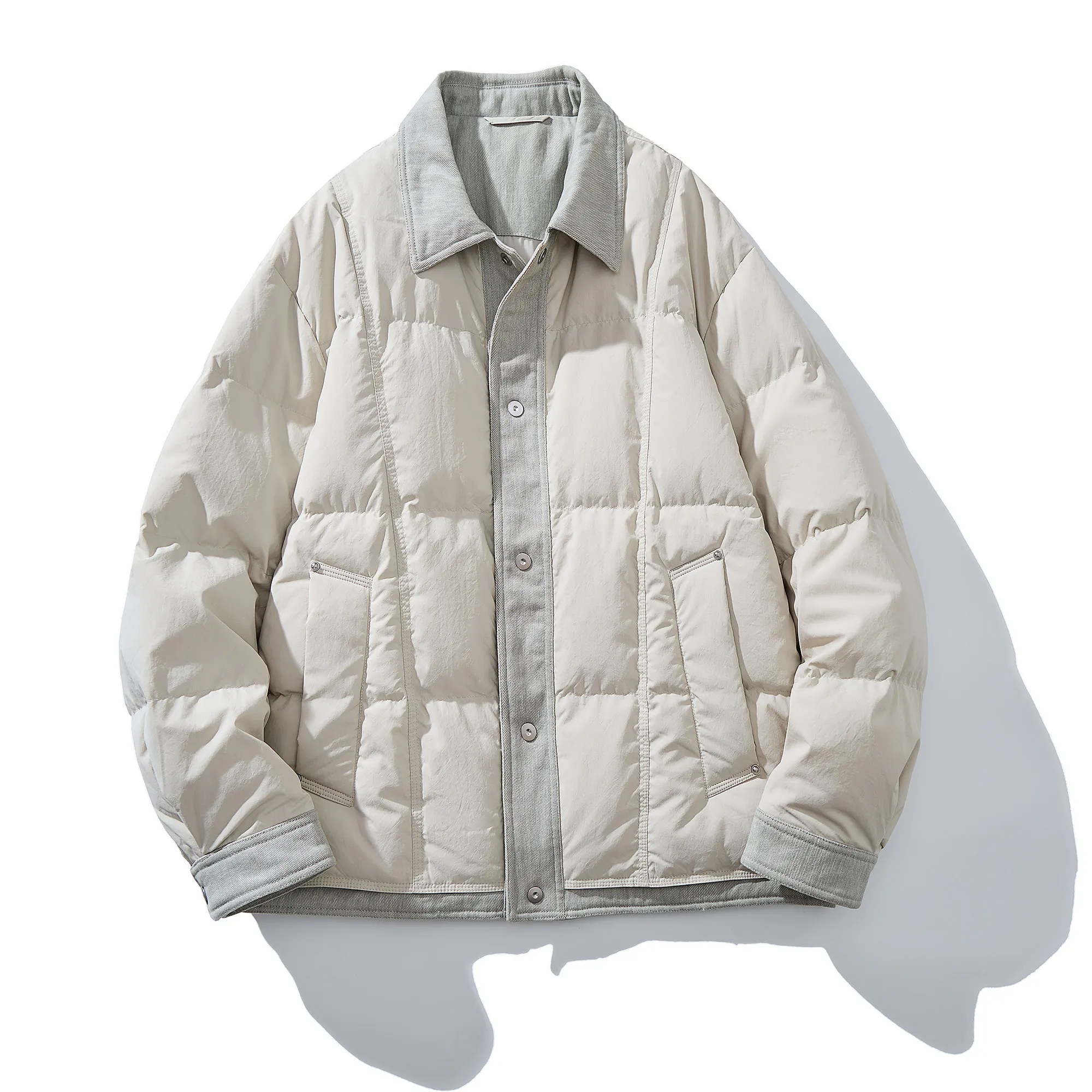 

High-End Men's down Jaet Warmth And Sle in Polyester Fiber ell White Du down Filling Cold-Resistant Artisti...