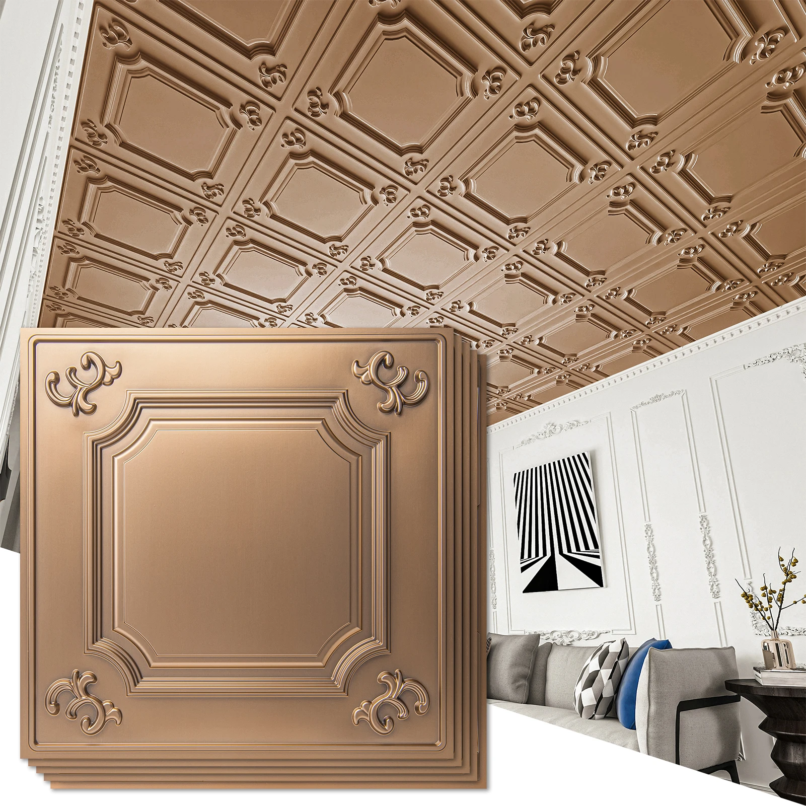 

Art3d 12-Pack 24x24 Inch Drop Ceiling Tiles & Wall Panels, 48 Sq Ft Coverage, Glue-Up Installation
