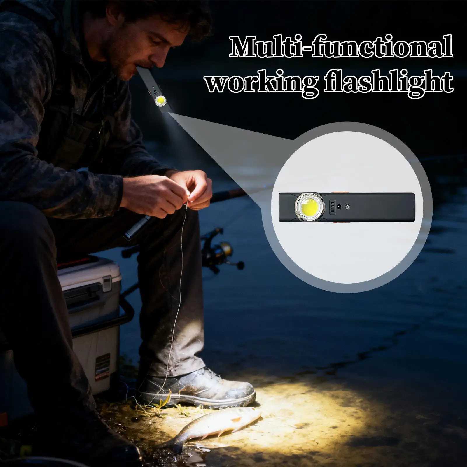 

Рабочий фонарик с датчиком движения, оборудование для выживания, перезаряжаемый фонарик типа C для ночного ремонта дома, кемпинга, пешего туризма, рыбалки