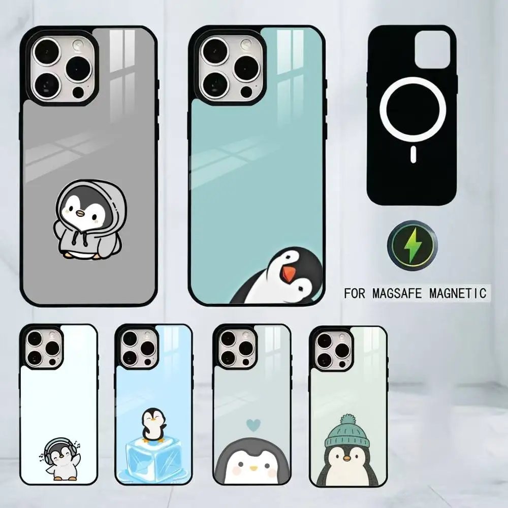 

Penguin Kawaii Cute Cartoon Phone Case For iPhone17,16,15,14,13,12,11 Plus,Pro Magnetic with Magsafe Wireless Charging