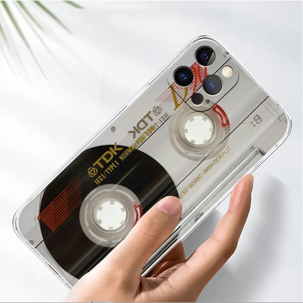 Clear Case For Apple iPhone 11 14 13 Pro 12 7 8 Plus SE 2022 XR X XS Max 6 6S Phone Cover Vintage Cassette Tape Retro Style