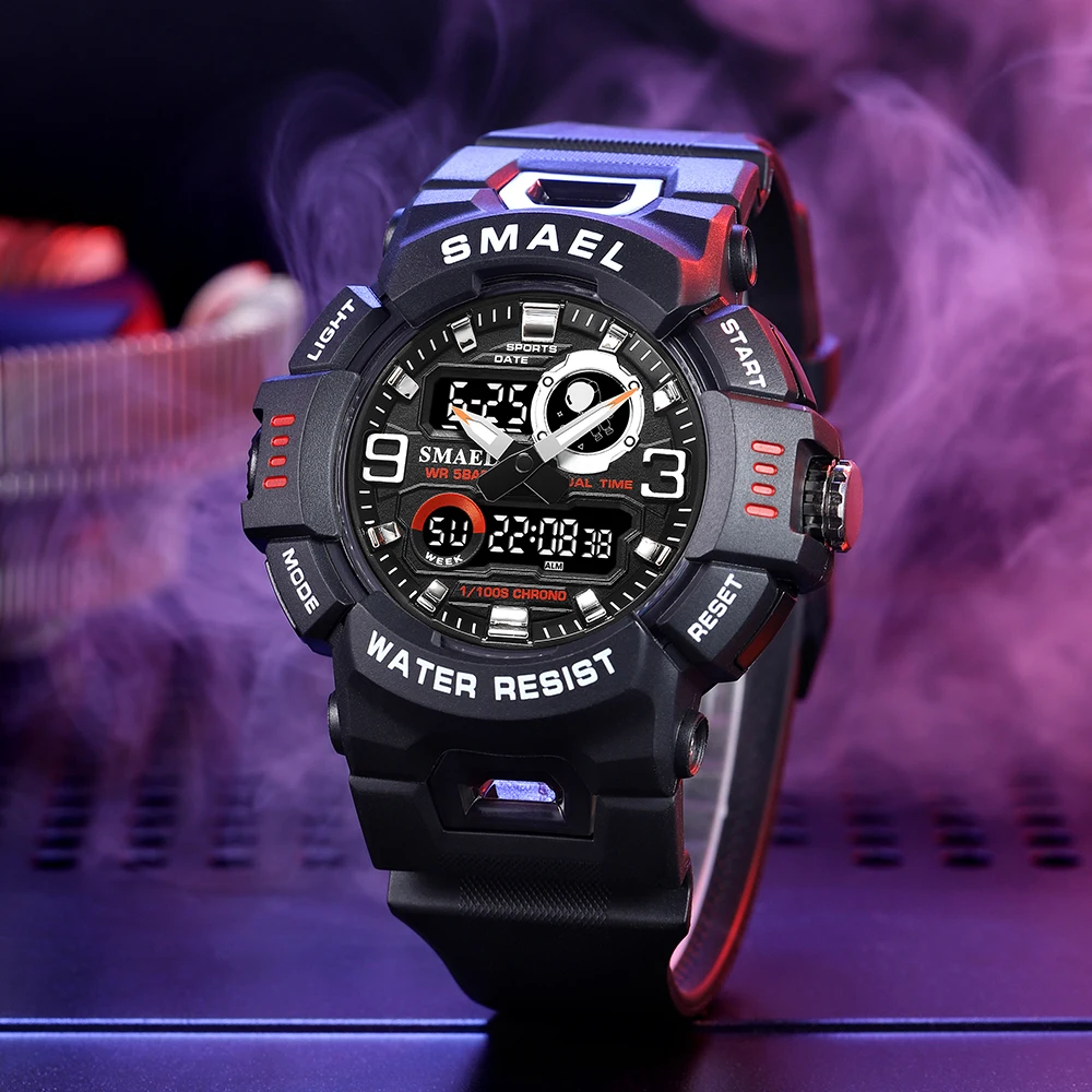 SMAEL Sport Watches Digital Watch LED 50m Waterproof Military Wristwatch Male Clocks 8063 Mens Watches Stopwatches Alarm Clock