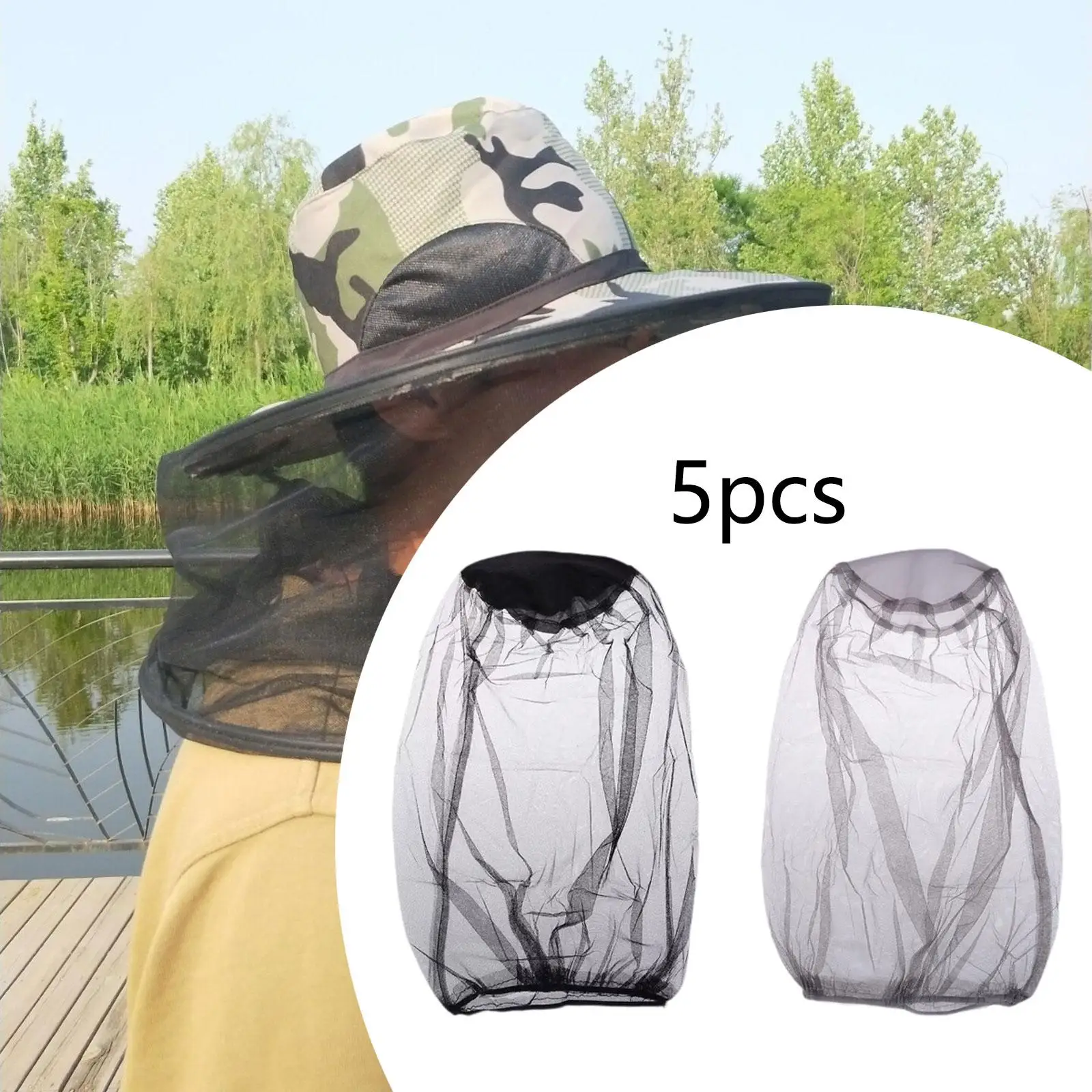 

10Pcs Fly Hat Net, Face Cover Lightweight Fine Mesh Hood Face Neck Fly Netting for Backpacking, Fishing, Men, Women