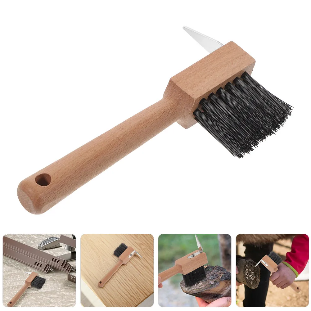 

2Pcs Hoof Brush and Tool Set Wooden Handle Sturdy Bristles Daily Grooming Hoof Cleaning Maintenance
