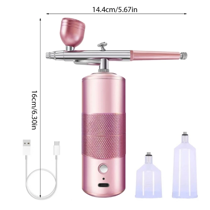 Juego de pistolas de pulverización de aerógrafo de mano, aerógrafo inalámbrico portátil, juego de aerógrafo de mano recargable para decoraciones de pasteles de maquillaje