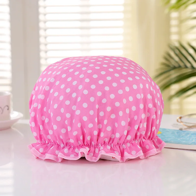 【Hot sales】Double Printed Chiffon Shower Cap Manufacturer PEVA Waterproof High Quality Shower Cap