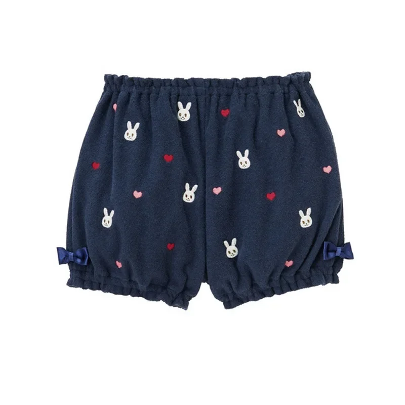 2022 Summer Children's Japanese Boys And Girls Full Embroidery Bear Rabbit Shorts Bloomers Short-Sleeved T-Shirt Dress