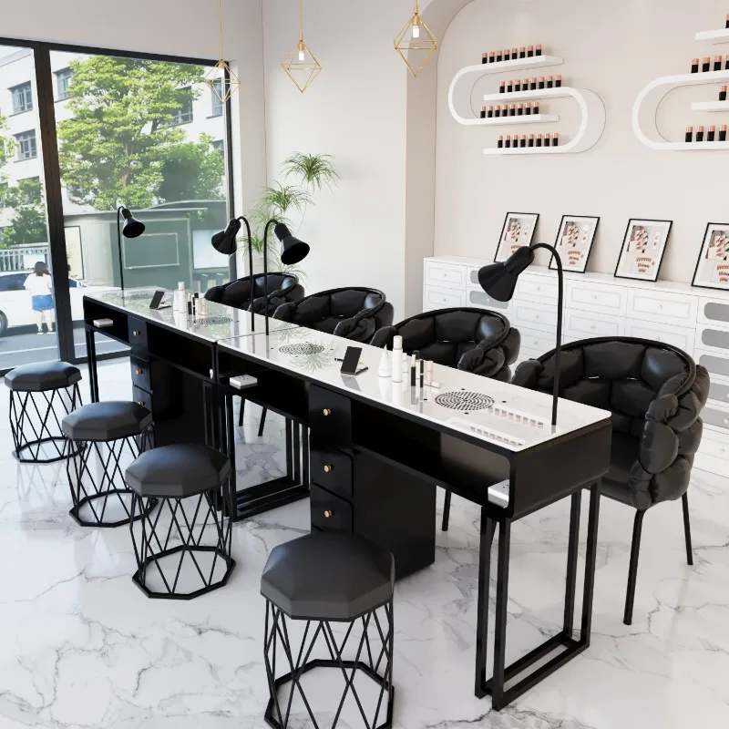 Wide 45 Nail Shop Girls Nail Table Makeup Chair Multifunctional Nail Table Table and Chair Set