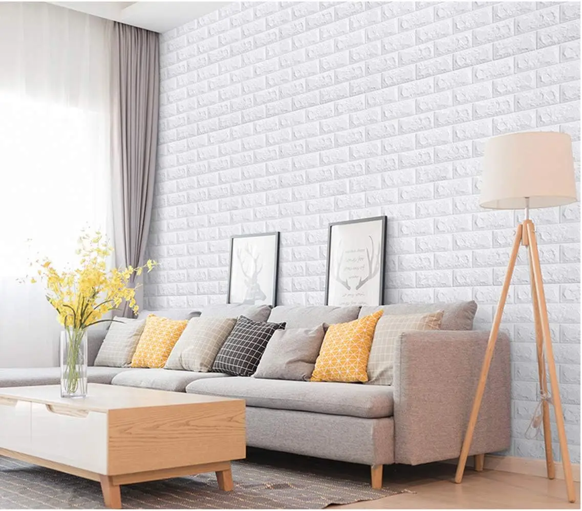Peel-And-Stick 3D White Xpe Foam Brick-Patterned Wall Panels – Waterproof, Soundproof, and Easy to Install, Suitable for Children's Rooms, Dormitories, Rental Apartments, Background Wall Stickers, Living Rooms, Bedrooms, Kitchens, Renovation Cover-Up Stickers, Self-Adhesive Waterproof, DIY Wall Decoration Stickers, Irregular Brick-Patterned Design