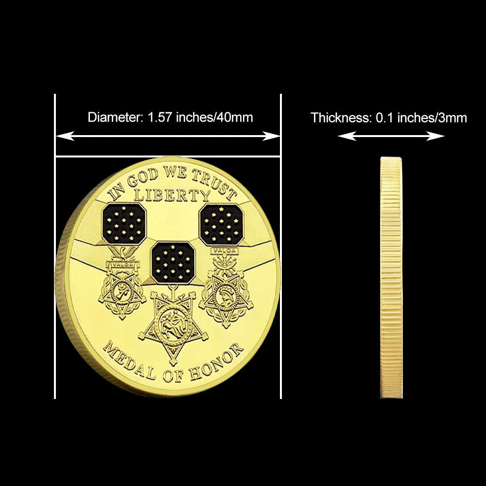 US Medal of Honor Challenge Coin Liberty Commemorative Coin American Collectible Token Gift