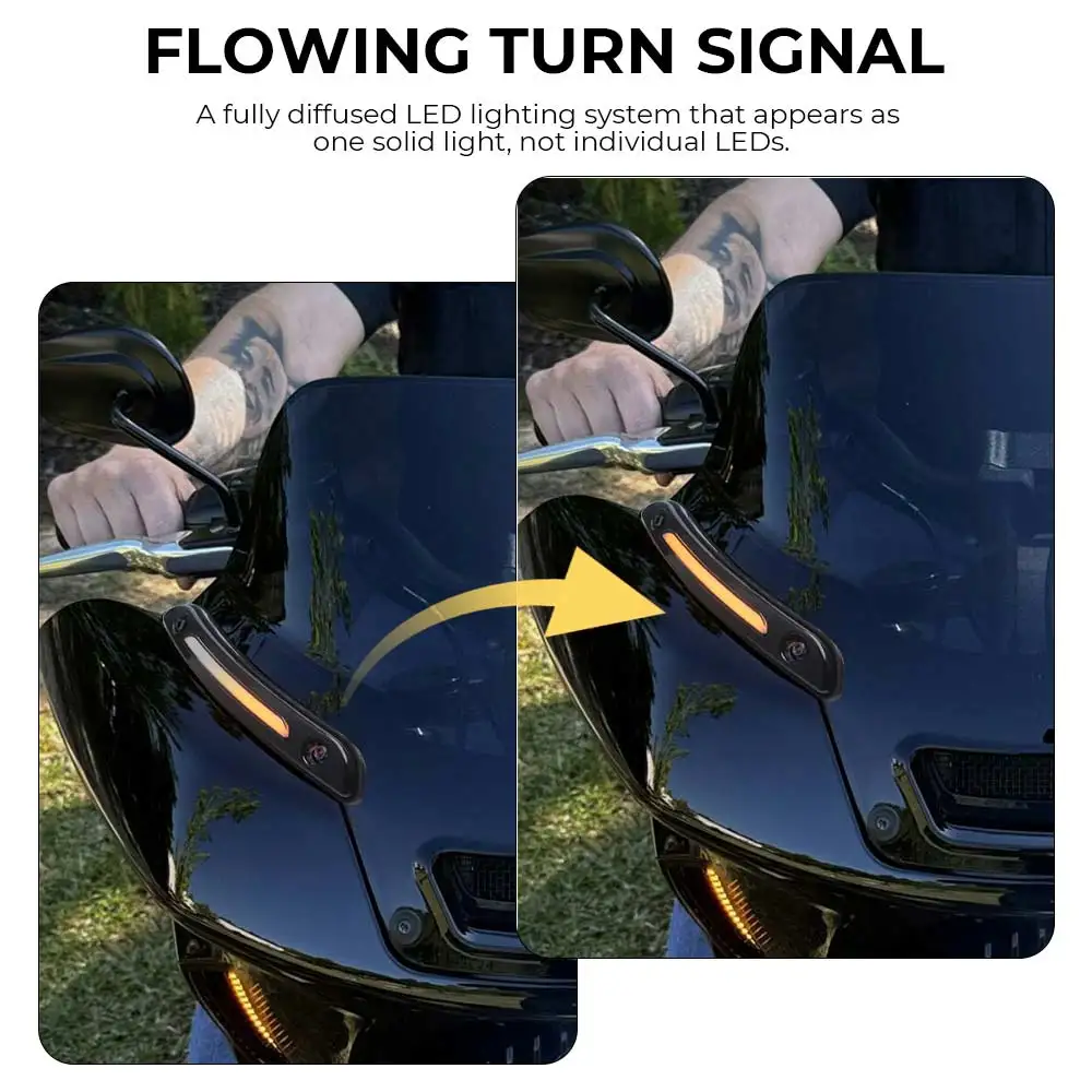1Pair Easy Install Led Side Windshield Drl Turn Light Fit For Harley Softail Low Rider St Fxlrst El Diablo Fxrst 2022-2026 Black view 4