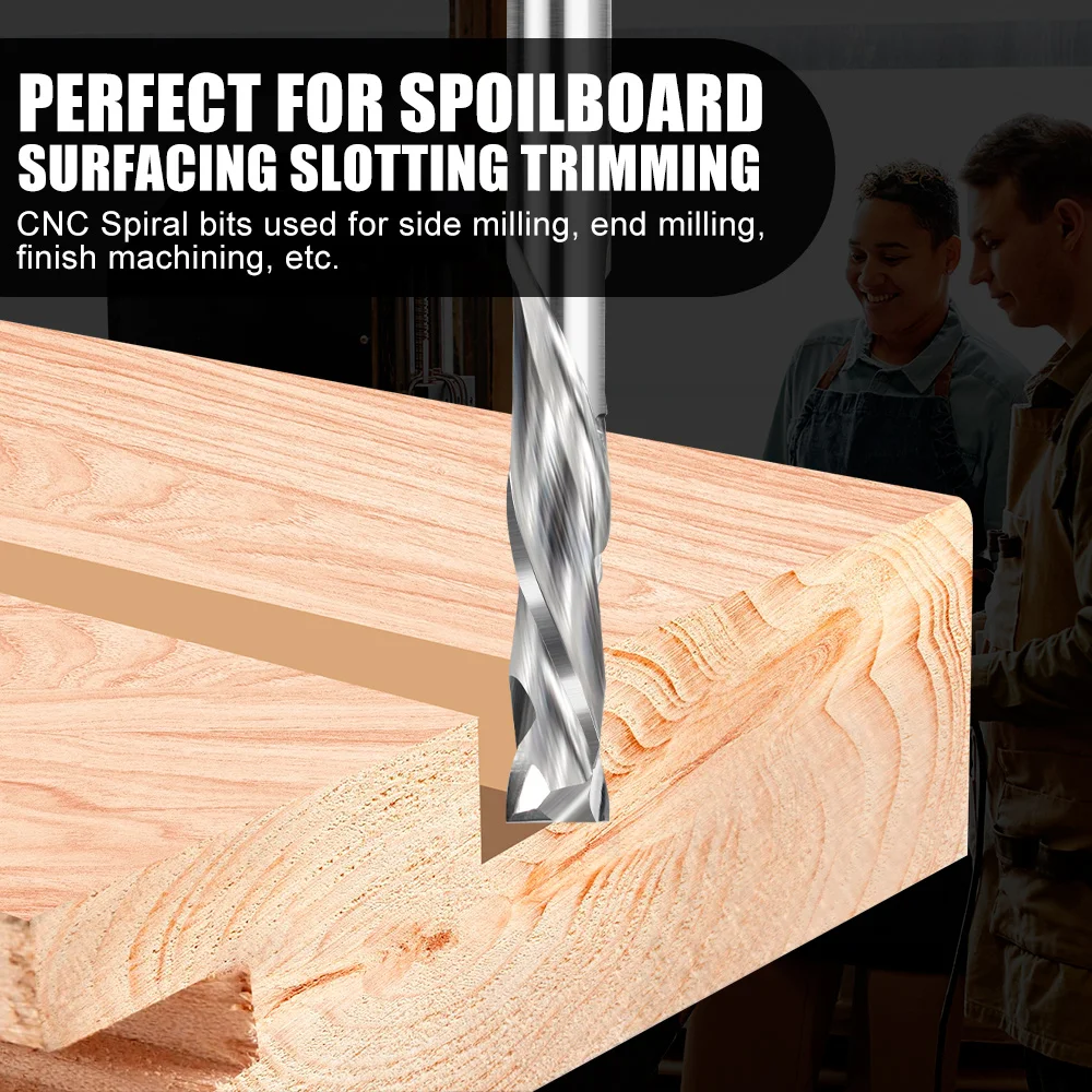 XCAN 압축 밀링 커터 3.175mm 목공 업 & 다운 컷 CNC 커터 라우터 비트 2 플루트 초경 밀링 도구 엔드 밀