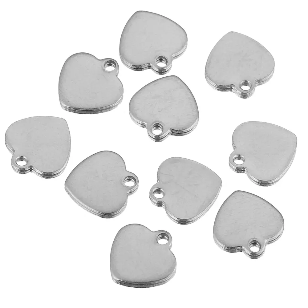 20pcs Stainless Steel Small Flat HeartCharms Pendant for DIY Jewelry Making Necklace Ornaments Bracelet End Tail Charm Supplies