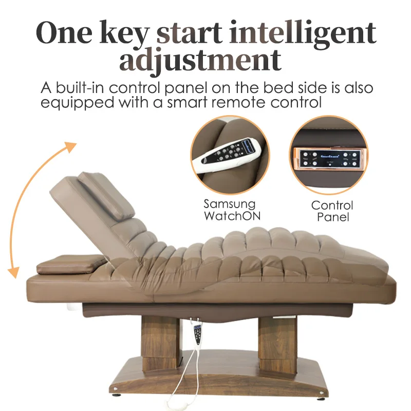 أثاث صالون التجميل سرير التجميل الكهربائي قابل للتعديل مسند الرأس تدليك منحنى رمش السرير