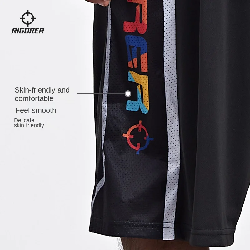 RIGORER 2024 New Men\'s And Women\'s Retro Contrast Perspiration Breathable Sports Shorts Game Training Casual Basketball Pants