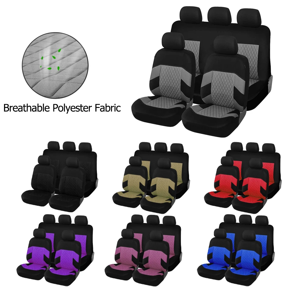 

Универсальные чехлы на автомобильные сиденья из полиэфирной ткани 3 мм, полный комплект, чехлы на сиденья с ромбическим стеганием, подходящие для автомобиля, внедорожника, грузовика, фургона