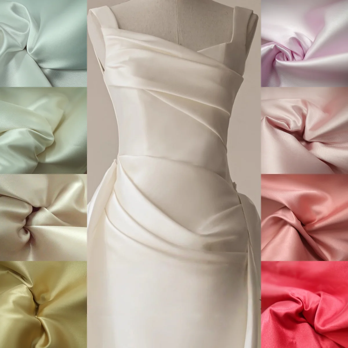 

Glossy Mikado twill satin stiff and smooth fabric sewn fashion suit dress wedding dress, evening dress fabric