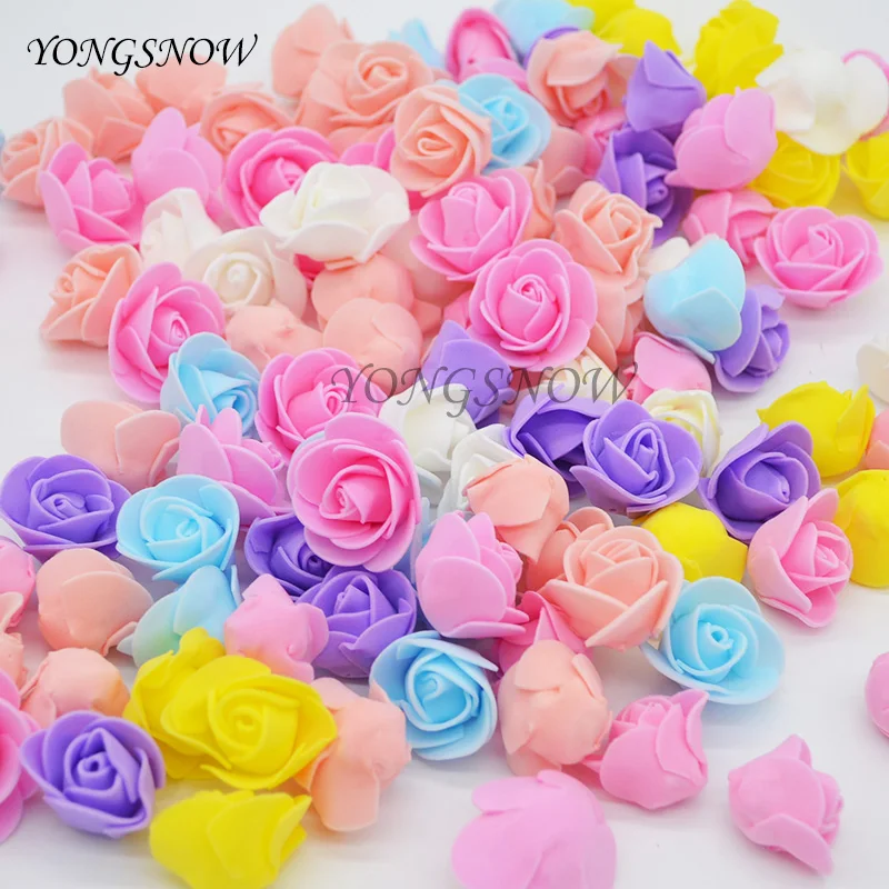 3.5cm PE Rose Artificial Flower Heads 200/100 Pcs Fake Rose Flower for Wedding Decorations Home Floral Arrangement Wreath Decor