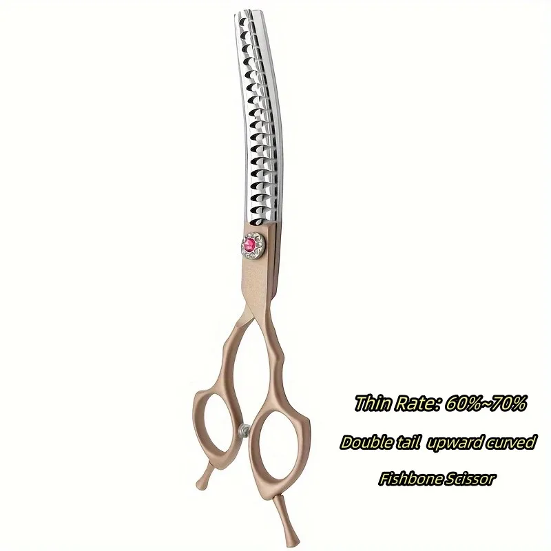 7Inch Curved Scissor Professional Dog Grooming Thinning Scissor, pet grooming Scissors v-shape Scissor Fishbone Scissor