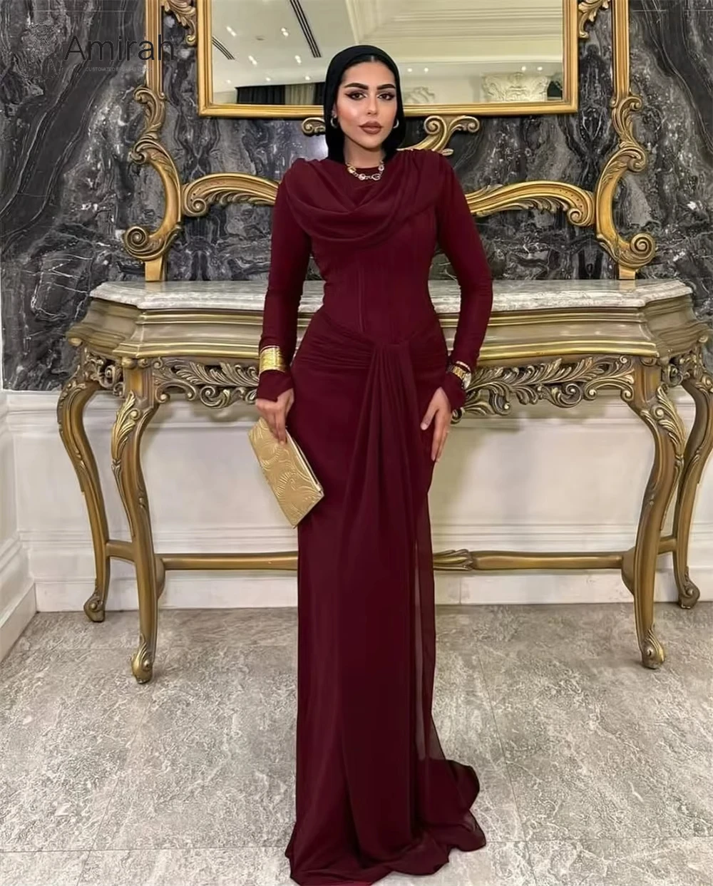 アミラ カスタムメイド レディース プロムドレス 2025 イブニングドレス 女性 エレガント 高級 レディース エレガント パーティードレス シフォン フィッシュテール