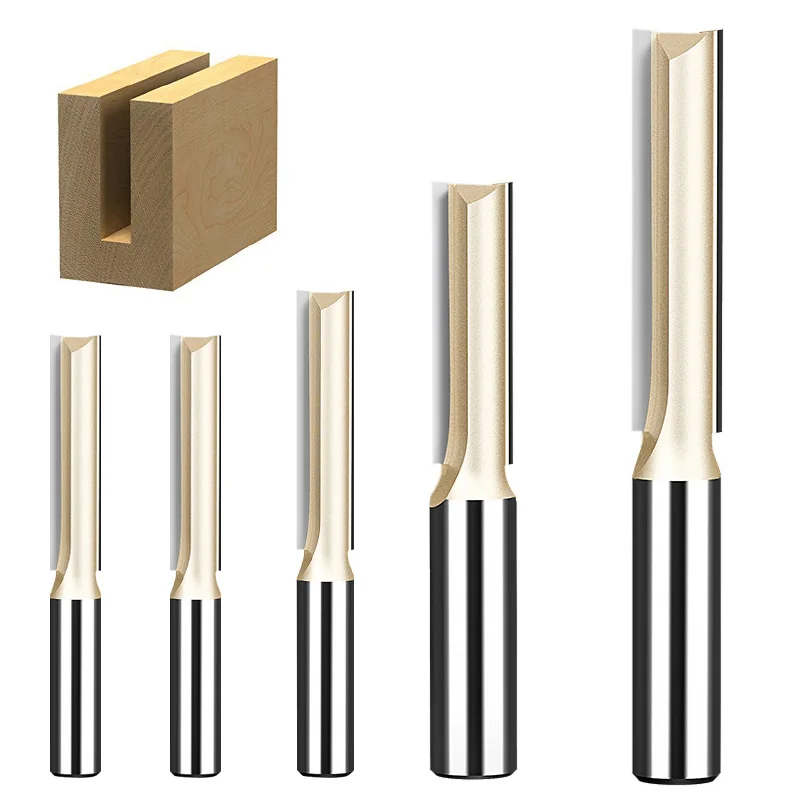 HUHAO 1/4 1/2 Pollici Gambo Extra Lungo Dritto Router Bit Fresa 2 Flauto Taglio Frese Per Legno Endmill Strumenti di Lavorazione Del Legno