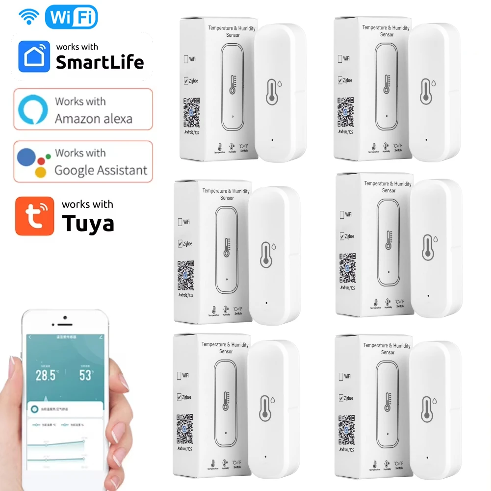 Tuya Wifi Smart Temperatur-Feuchtigkeitssensor Genaue Daten Echtzeit-Updates Smart Home Automation Control über Alexa Google Home