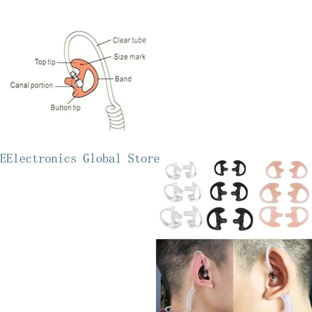 

462B 3-парный радионаушник, мягкий силиконовый вкладыш для наушников-вкладышей для рации, акустический наушник, гарнитура, радио