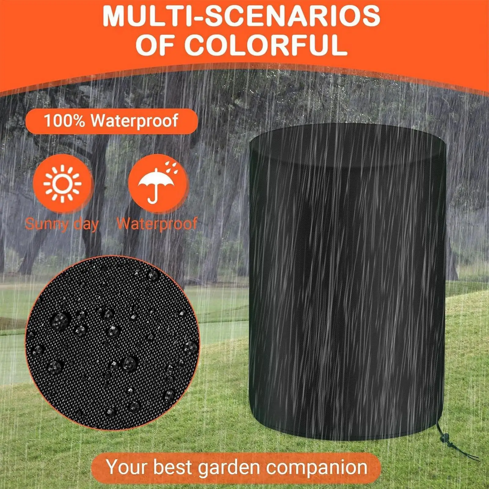 55 Gallon Water Barrel Cover with pull cord Water Collection Tank Cover round rain bucket covers for outdoor backyard